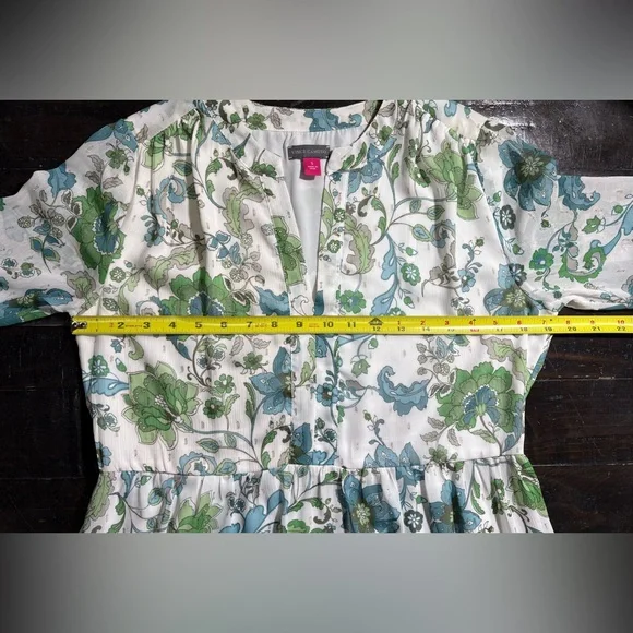 Vince Camuto Women's Printed Split-Neck Long-Sleeve Dress Size Small - Picture 6 of 7